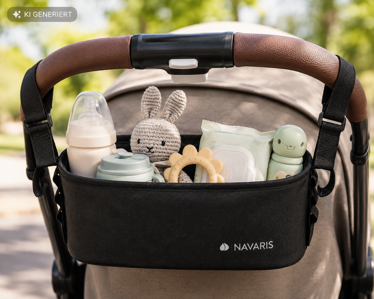 Navaris Kinderwagen Organizer Tasche Schwarz Buggy Wickeltasche 30x12x10 cm F4
