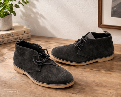 AllSaints Luke Chukka Boots Herren Wildleder Schwarz Leder Stiefel Gr. 40 G1