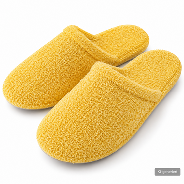 DONNA Damen Frottee Pantoffeln Gelb Einheitsgröße Hausschuhe Made in Italy G