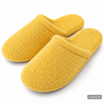 DONNA Damen Frottee Pantoffeln Gelb Einheitsgröße Hausschuhe Made in Italy G