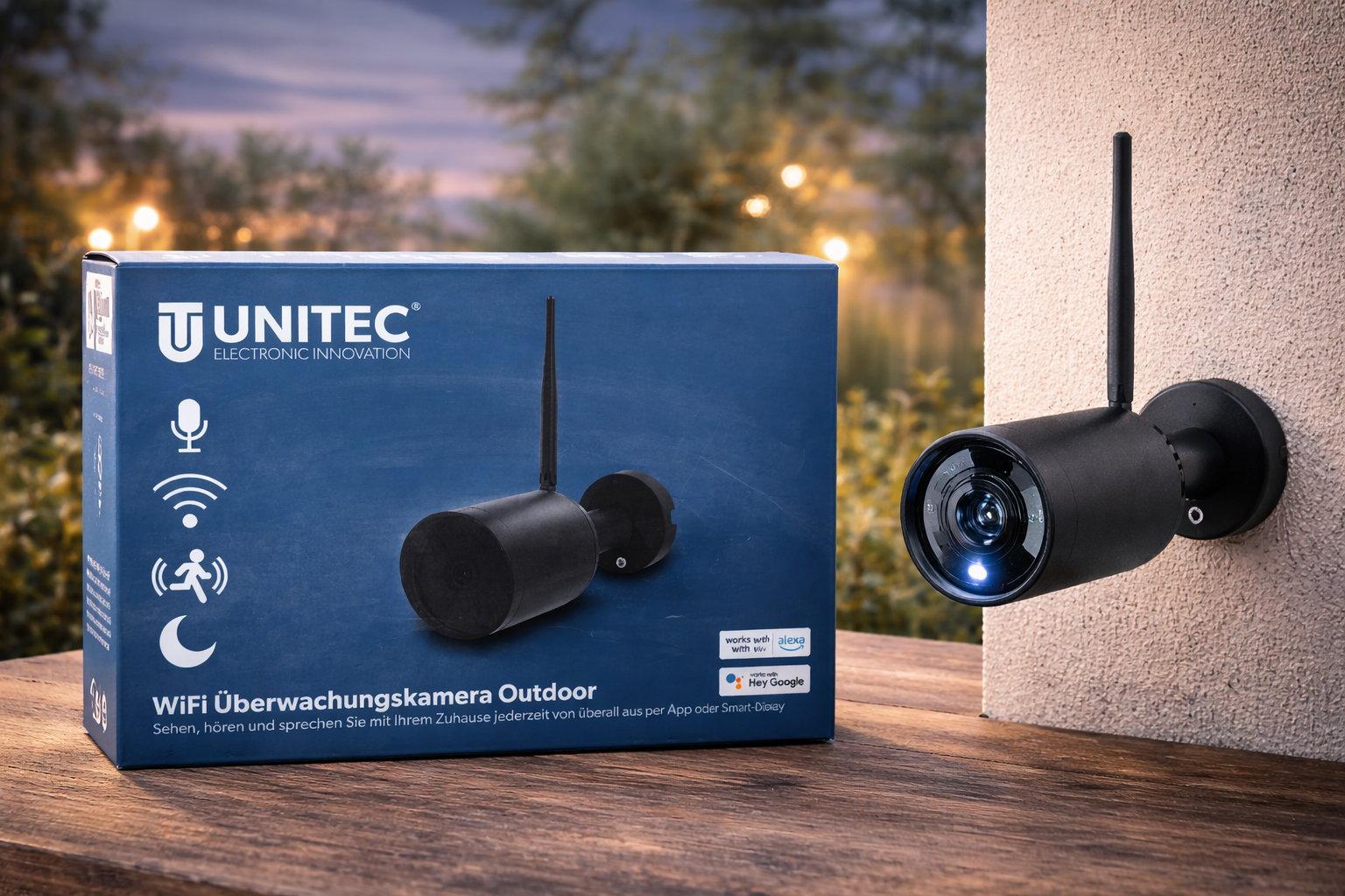 UNITEC WLAN Überwachungskamera Outdoor WiFi Kamera