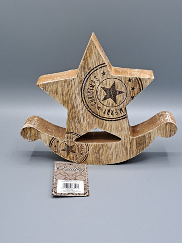 O`malley Decorations, Holzdecko 18x15cm, Stern mit schlitten
