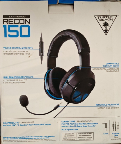 Turtle Beach Recon 150 Gaming Headset PS4 PS4 Pro PC 3,5mm TBS-3320-02 A8