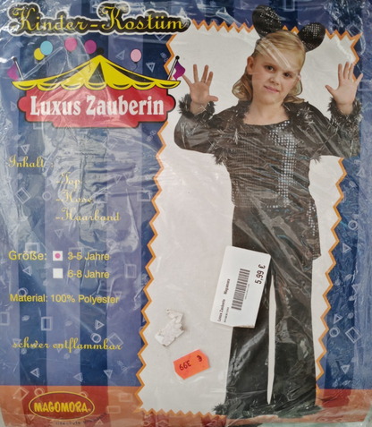 Magomora Kinder Zauberin Kostüm 3-5 Jahre Schwarz Fasching Halloween Hexe  G