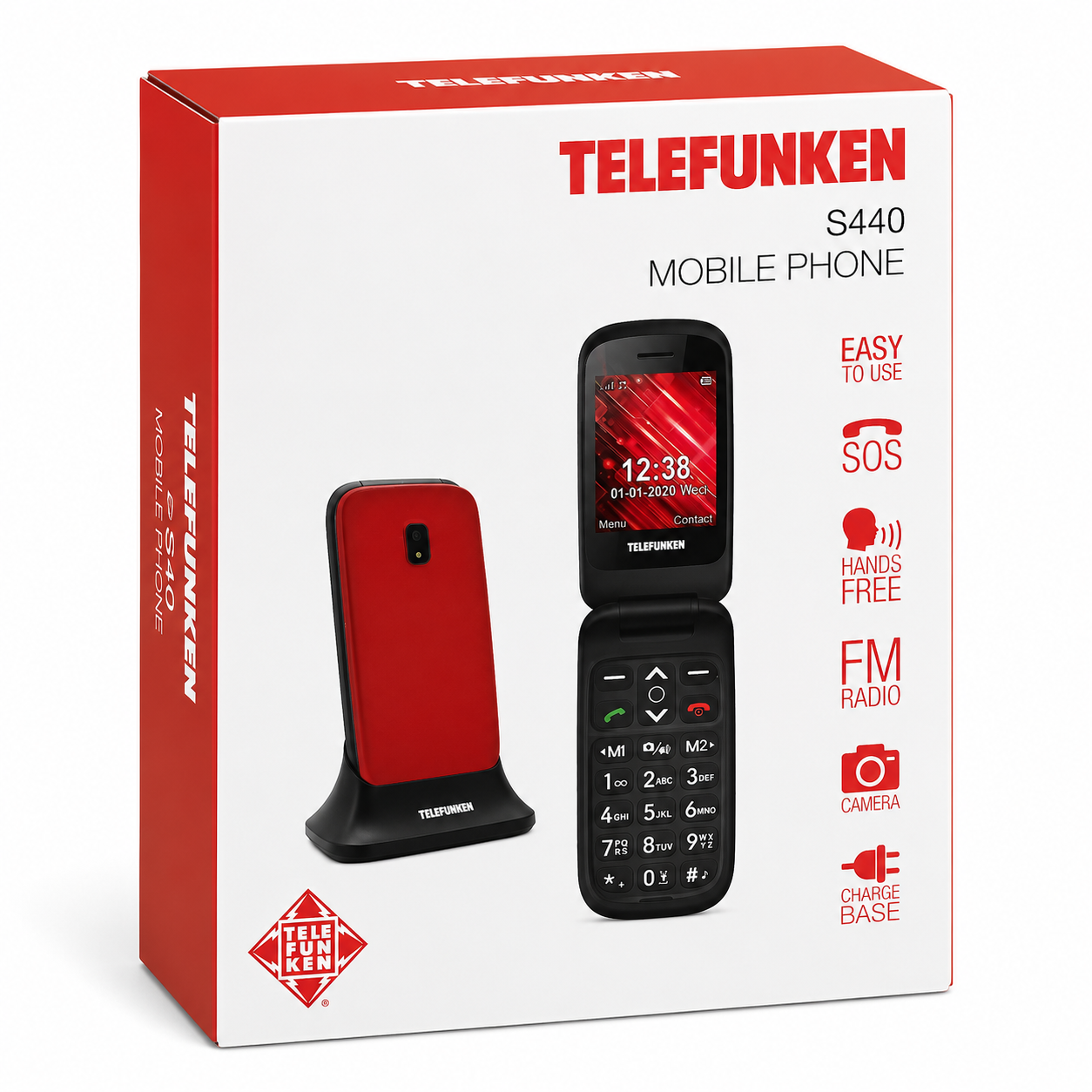 Telefunken S440 Mobiltelefon Seniorenhandy Handy SIM Großtasten Rot A6