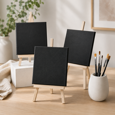 3x Home Creation Leinwand Blanko 20x20cm Schwarz Keilrahmen Malerei