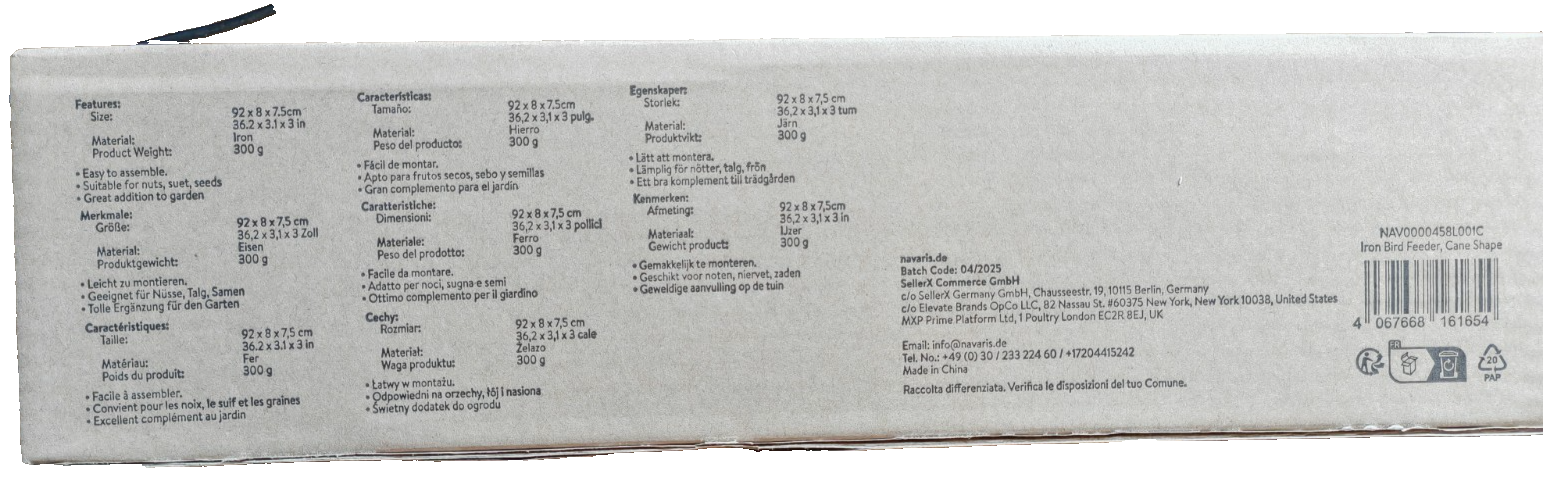 Navaris Vogelfutterspender – Rohrform Eisen Futterstation Garten