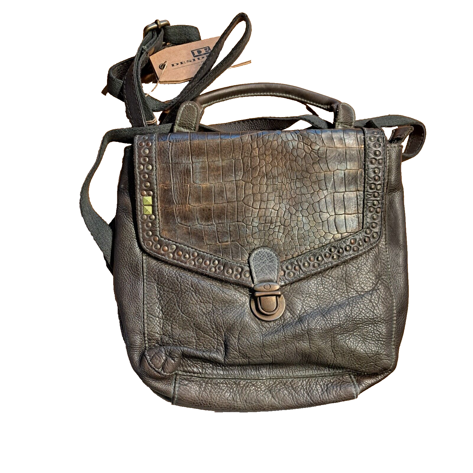 Desiderius Mons Aggi dark olive Handtasche, UVP: 139,95, Damentasche Luxus, Lede