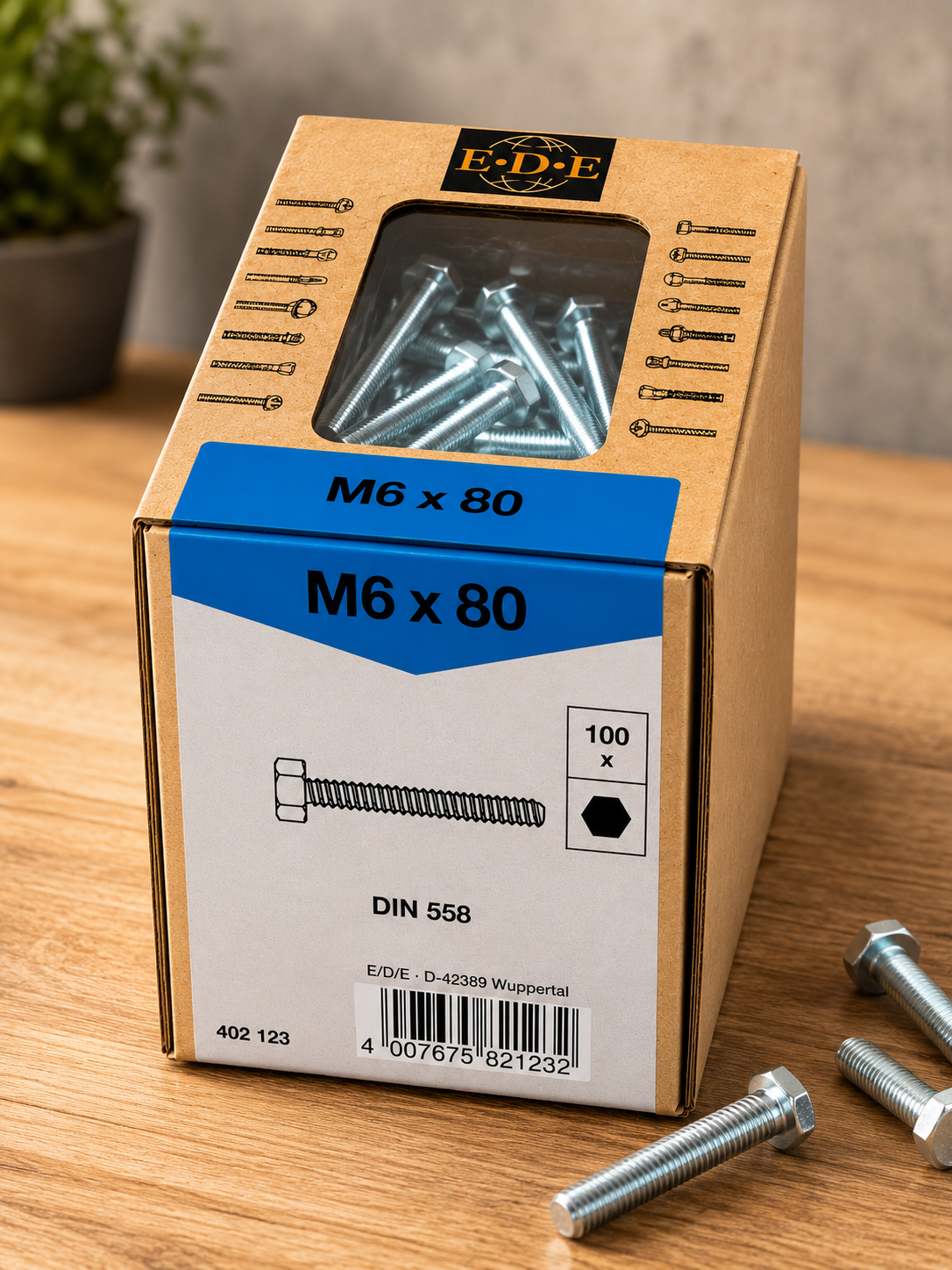 Lux Schlossschrauben verzinkt M6x80mm 100x Sechskant metrisch Gewinde