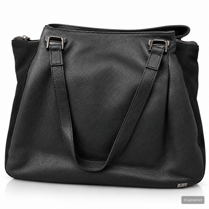 Desiderius Bendine Damen Ledertasche Schwarz Echtleder Shopper Handtasche H3