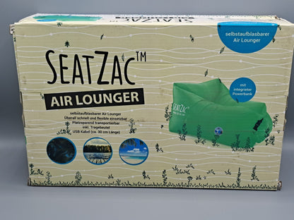 SeatZac Air Lounger Luftsofa Sitzsack selbstaufblasbar + Powerbank Blau