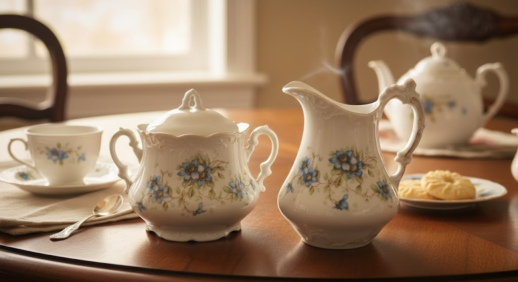 Porzellan Milchkännchen + Zuckerdose Set Sammler Vintage Deko