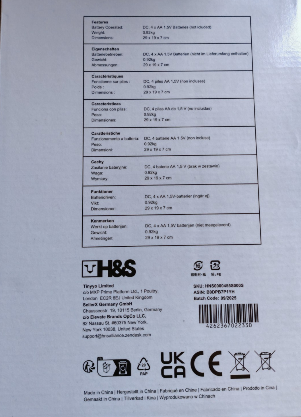 h&s LED Kosmetikspiegel Schwarz – Tri-Fold klappbar beleuchtet