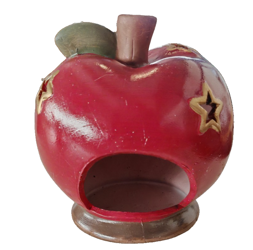 Windlicht Apfel Rot mit Gesicht 14 cm Teelichthalter Deko Herbst Weihnachten C1