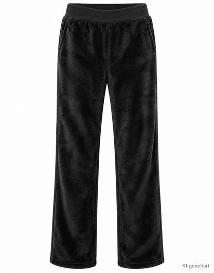 MONT CHALET Damen Kuschelhose Gr. S Schwarz Mikrofaser Plüsch Freizeithose Z
