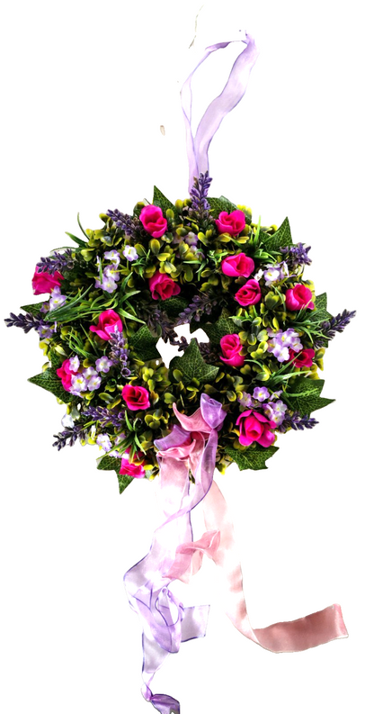 Türkranz Blumenkranz Rosa Lila Lavendel Rosen Frühlingskranz Kunstblumen B4