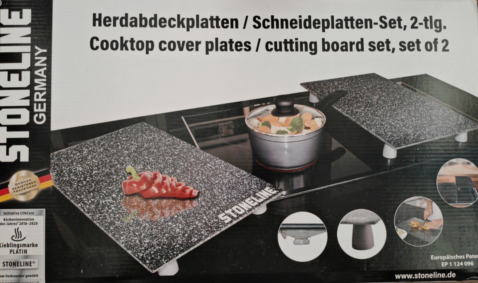 Stoneline Herdabdeckplatten 2tlg EP1124096 Glas Schneideplatten Kochfeld B3