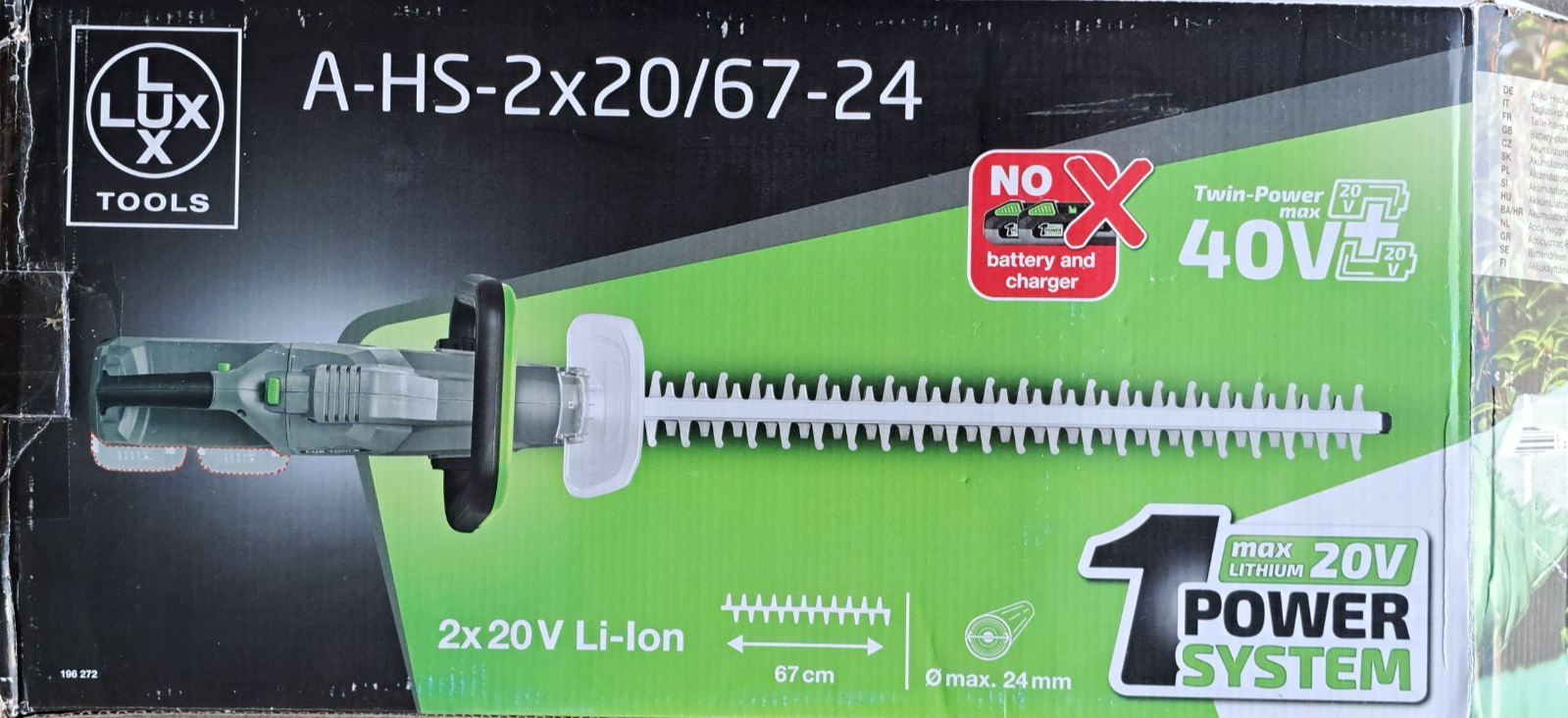 LUX Akku-Heckenschere 1 PowerSystem, Akkus nicht enthalten