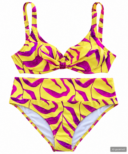ANTIGEL Damen Bikini Set 75E Hose Gr. 46 Bügelbikini Gelb Pink Lila D1
