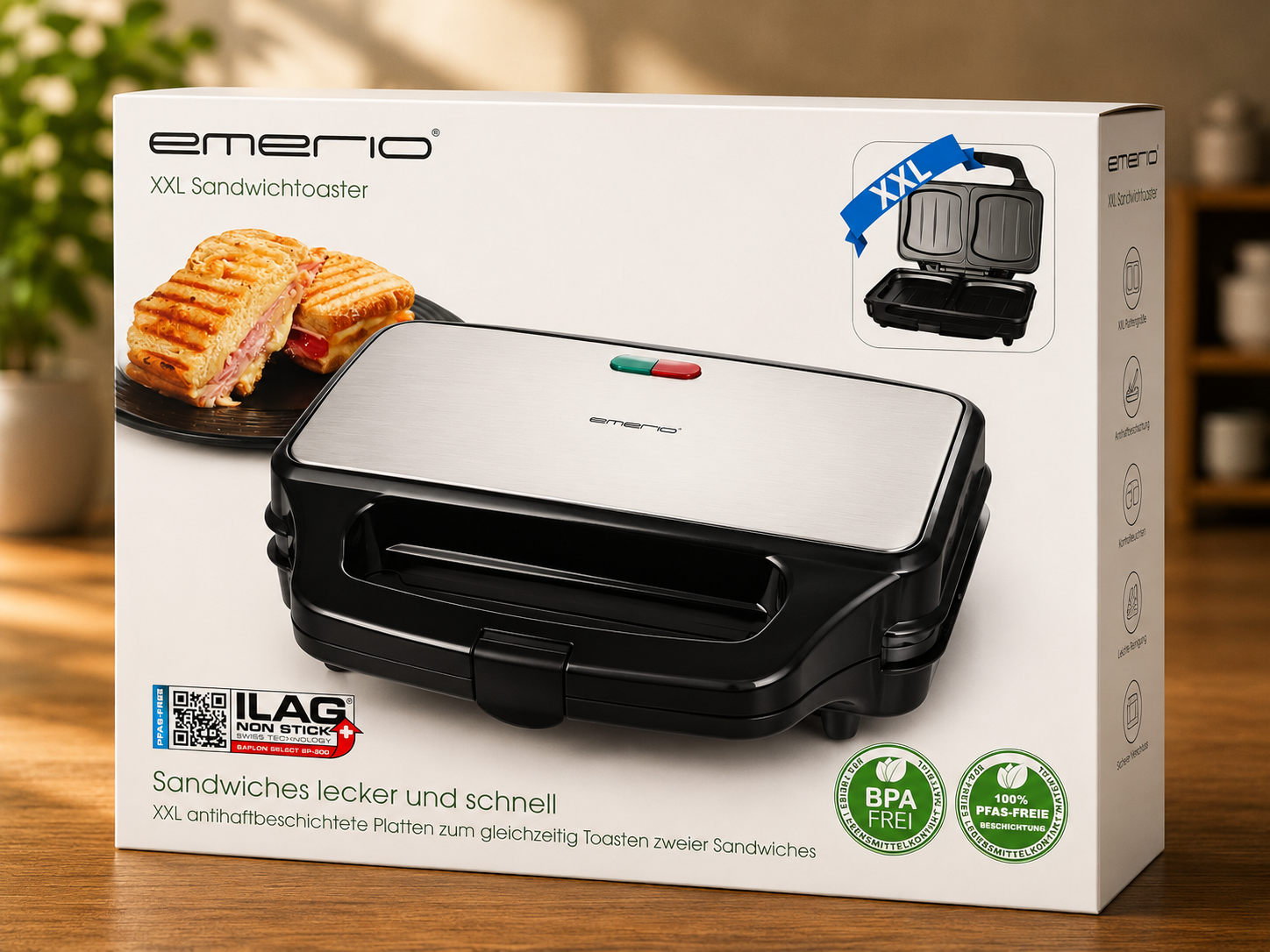 EMERIO XXL Sandwichtoaster ST-109562.17 900W Sandwichmaker XXL Toast HOA5