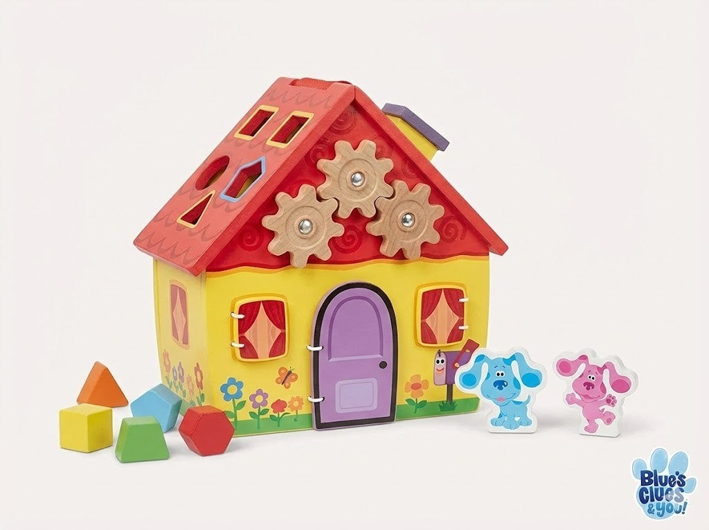 Melissa & Doug Blue's Clues Holzhaus Spielset Sortier-Spiel 8 Teile Unterwegs