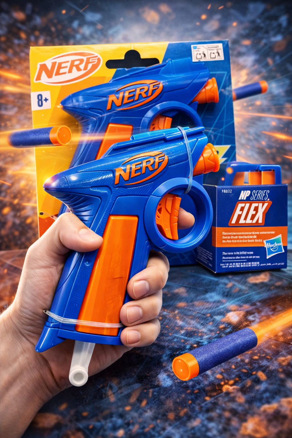NERF N Series Flex F8623EU4 Blaster Einzelschuss + 2 N1 Darts Spielzeug ab 8  D7