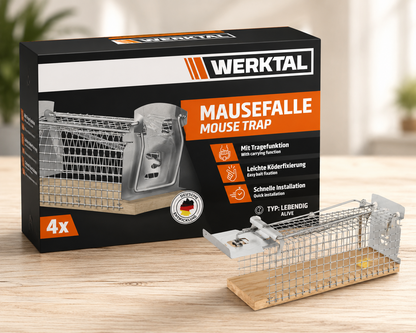WERKTAL Lebendfalle Mäuse 4er Set Tierfreundliche Mausefalle Wiederverwendbar A2