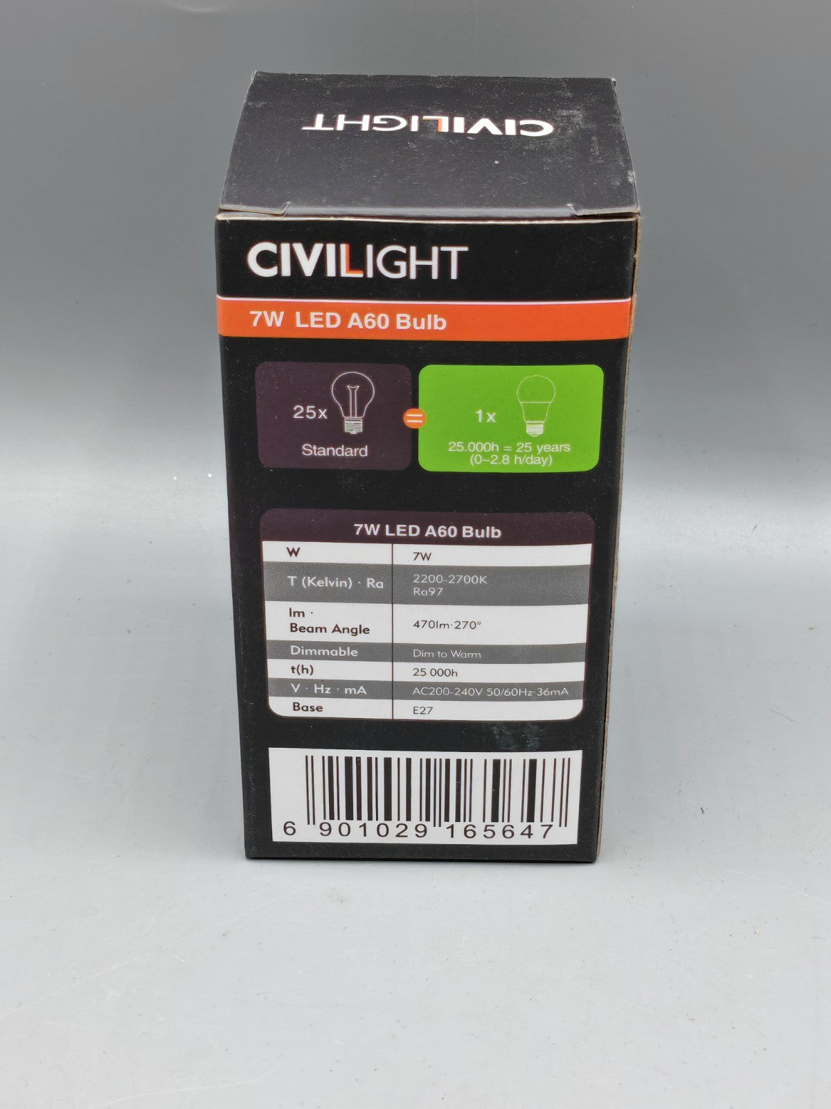 Civilight 7W LED A60 Birne, 470lm, 40W