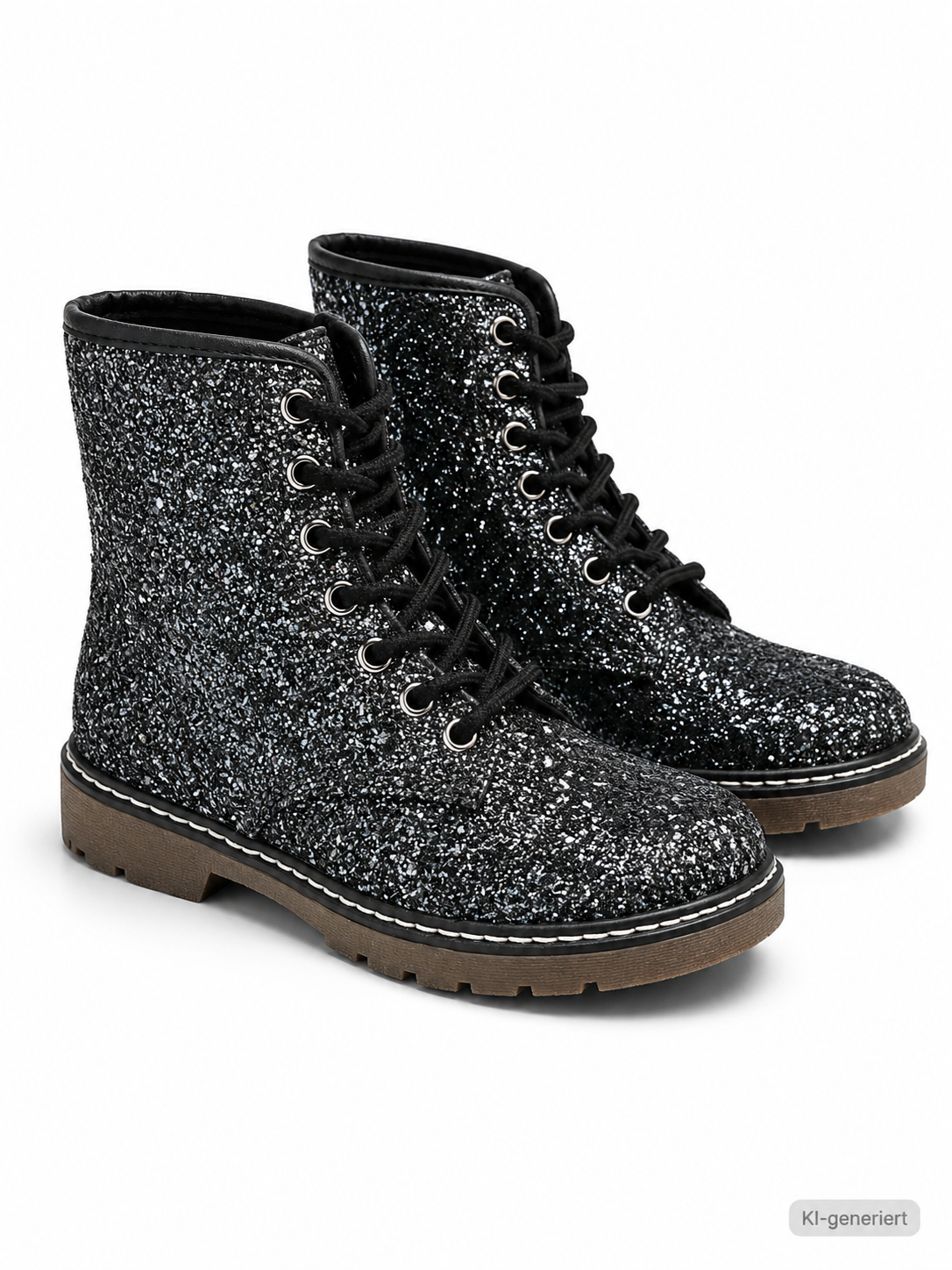 Fritzi aus Preußen Nella Damen Boots Glitter Graphit Schnürstiefel Gr. 36 G1