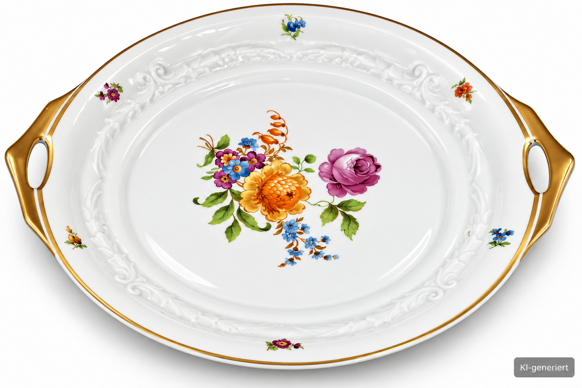 Rosenthal Rosenschale Ideal Selb Bavaria Porzellan Schale Blumen Goldrand