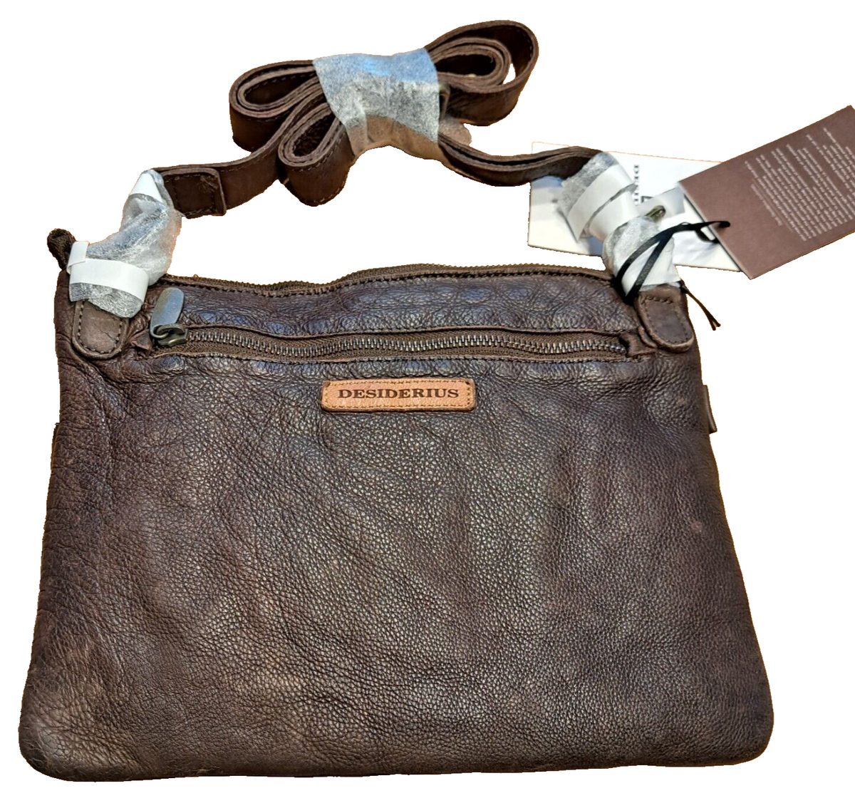 DESIDERIUS Basic Hortus Umhängetasche Dark Brown Rindsleder Echtleder Braun H2