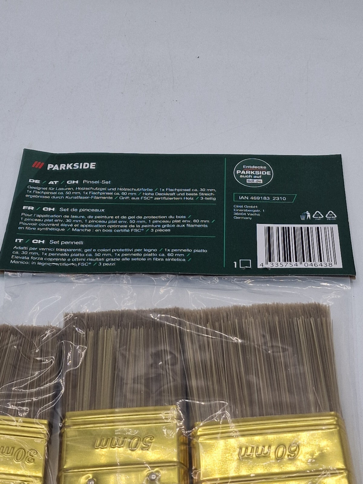 Parkside Pinsel Set 3tlg Lasurpinsel Holzlasur Malerpinsel Zubehör Neu