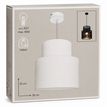 Lux Pendelleuchte Schwarz Ø 30 cm Hängelampe E27 40W Doppelschirm Metall Modern