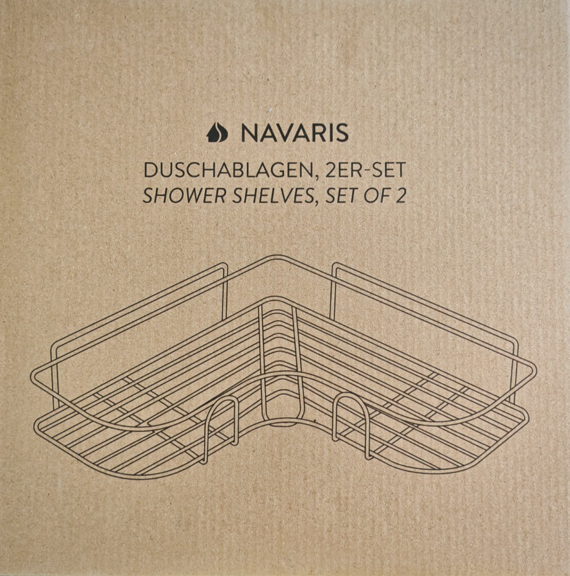 Navaris Duschablage 2er Set ohne Bohren Eckregal Badregal Metall Schwarz E-06