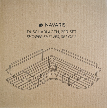 Navaris Duschablage 2er Set ohne Bohren Eckregal Badregal Metall Schwarz E-06
