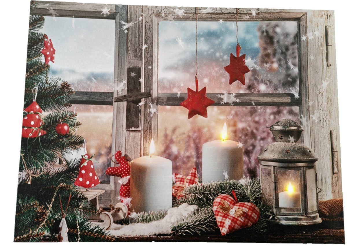 2er Set LED Wandbilder Weihnachten 40x30 cm Leinwand mit Beleuchtung Deko C5