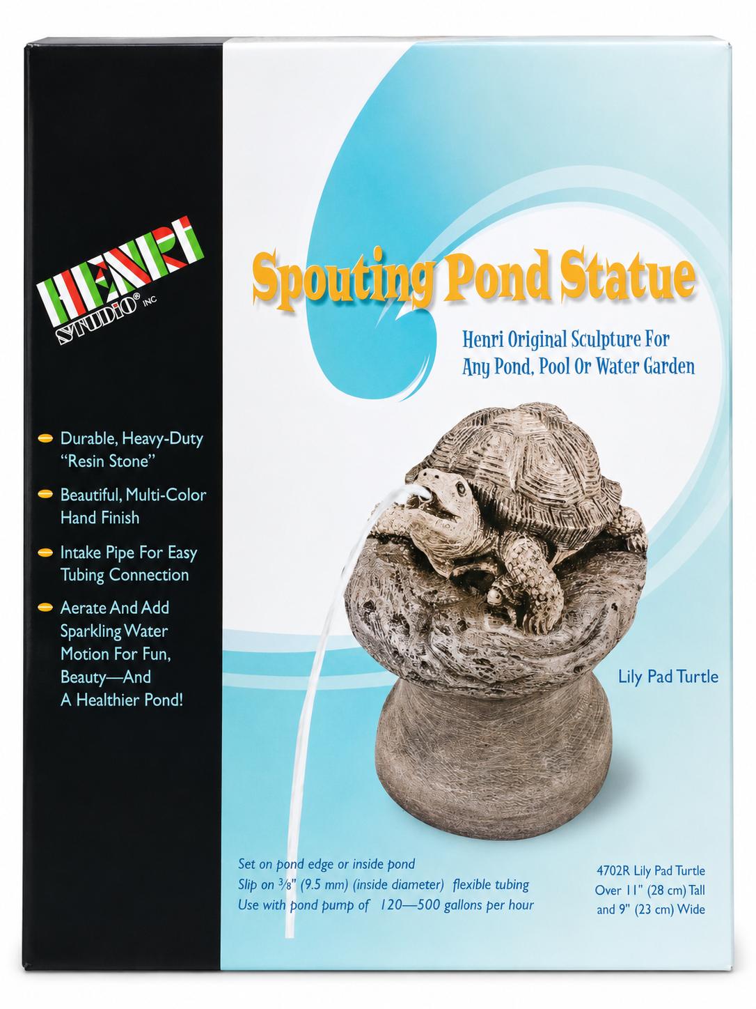 Henri Studio Schildkröte Wasserspeier Teichfigur Brunnenfigur Garten 28cm F3