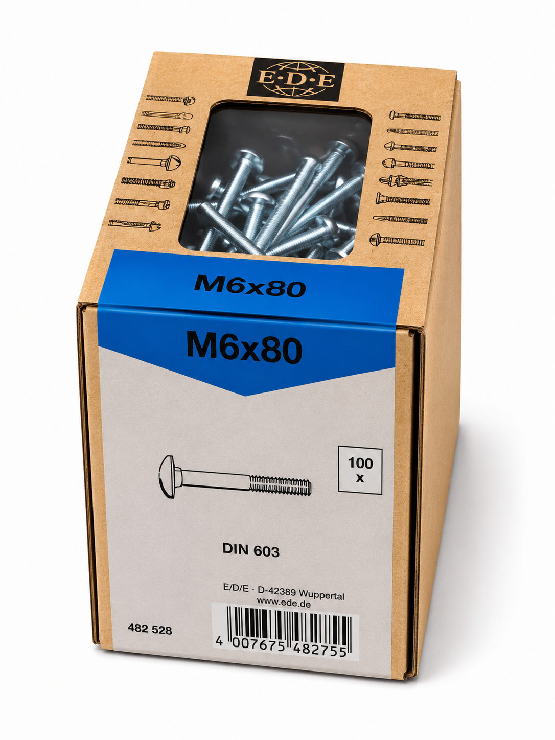 Lux Schlossschrauben verzinkt M6x80mm 100x Rundkopf metrisch Gewinde