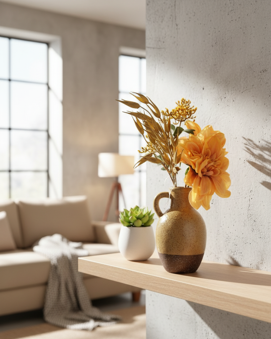 Kunstblumenstrauß Dahlie mit Vase Kunstblumen Blumenstrauß Deko Wohnzimmer P1