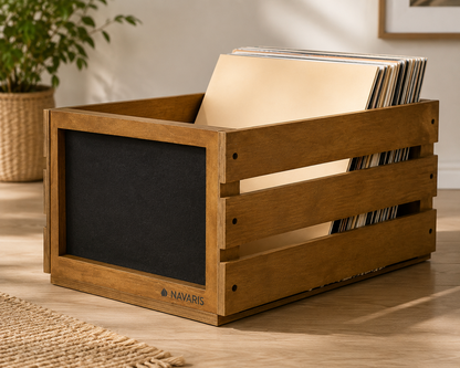 Navaris Schallplattenkiste Holz LP Box Vinyl Aufbewahrung Plattenkiste Braun HA5