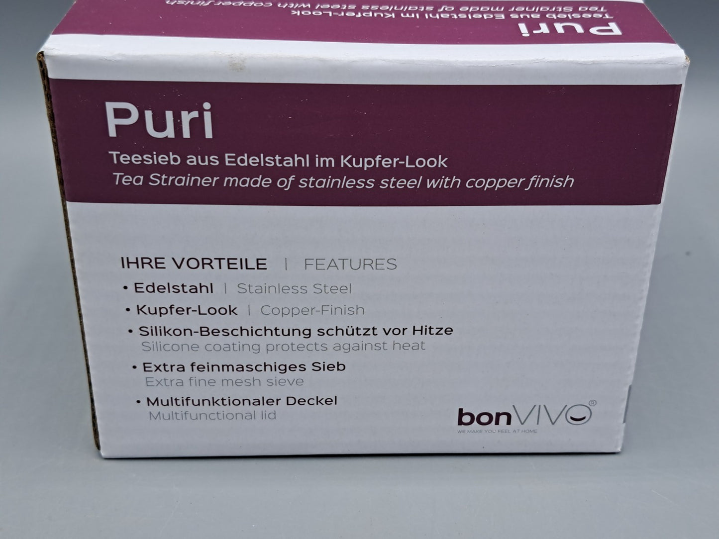 BonVivo Puri, Teesieb aus Edelstahl im Kupfer-Look