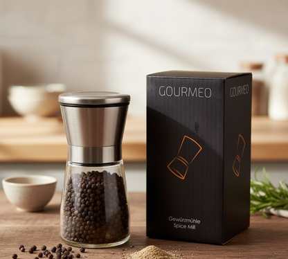 GOURMEO Salz Pfeffermühle Keramikmahlwerk Edelstahl rostfrei Gewürzmühle B3