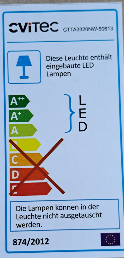 CViTEC LED Schienenstrahler 20W 2000lm 4000K Ra90 Weiß 3-Phasen Tracklight HA34