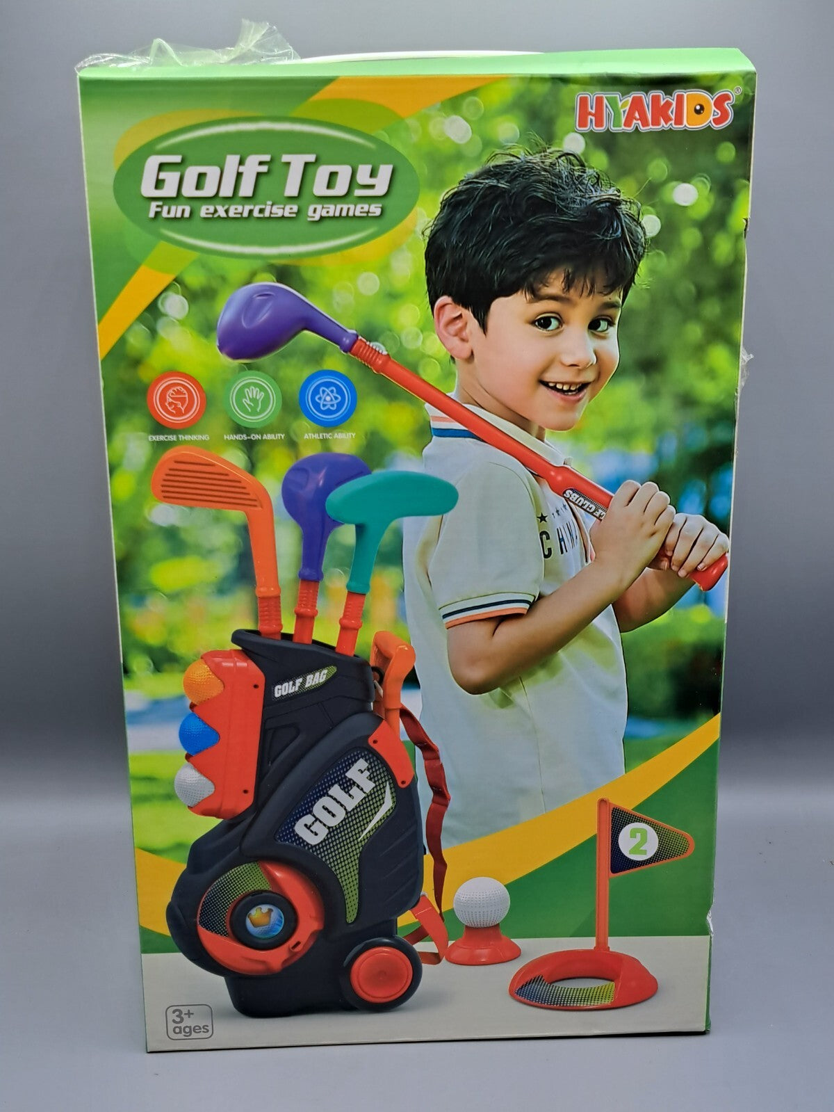HYAKIDS Golf Set Spielzeug für Kinder mit 4 bunten Golfschläger 8 Golfbälle 2 Pr