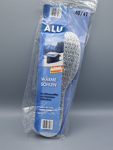 2 Paar Alu Wärmesohlen - Allsohl GmbH - neu und ovp  - Gr. 40/41 - metall/weiß