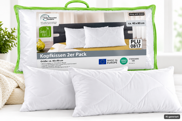 Sleep and Dream Kopfkissen 40x80 cm 2er Set Oeko-Fill Waschbar Weiß HA25