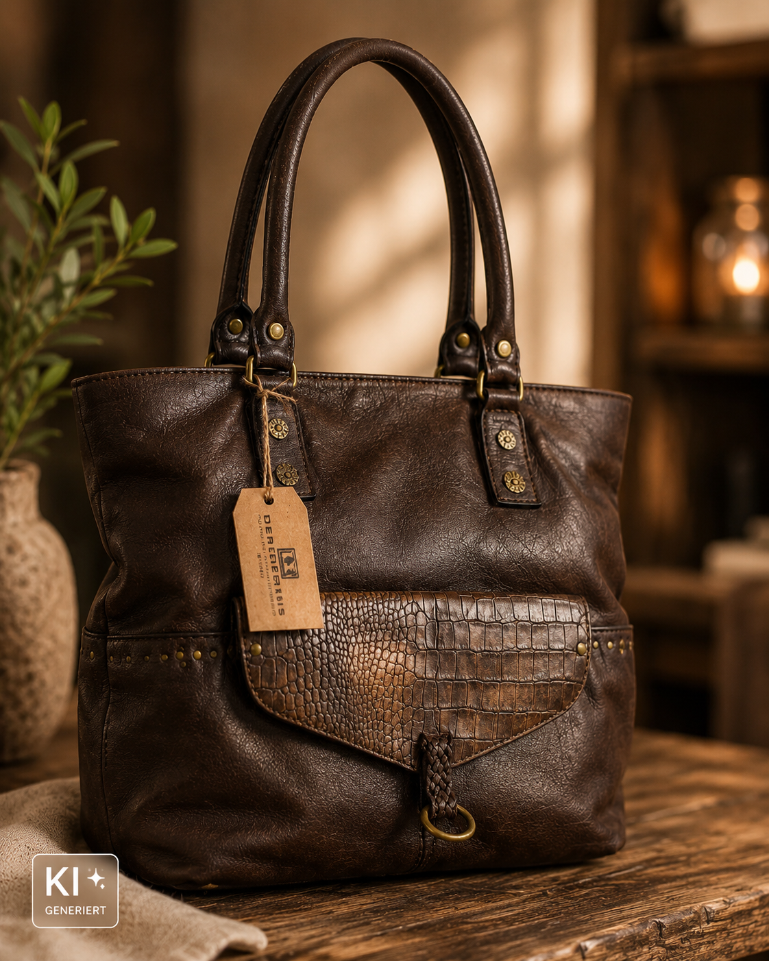 Desiderius Mons Adriana Beuteltasche Dark Brown Echtleder Damen Schulter H2