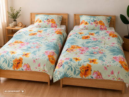 Bettwäsche 2er Set 135x200 80x80cm Bettgarnitur Doppelbett Bettbezug Kissen E5