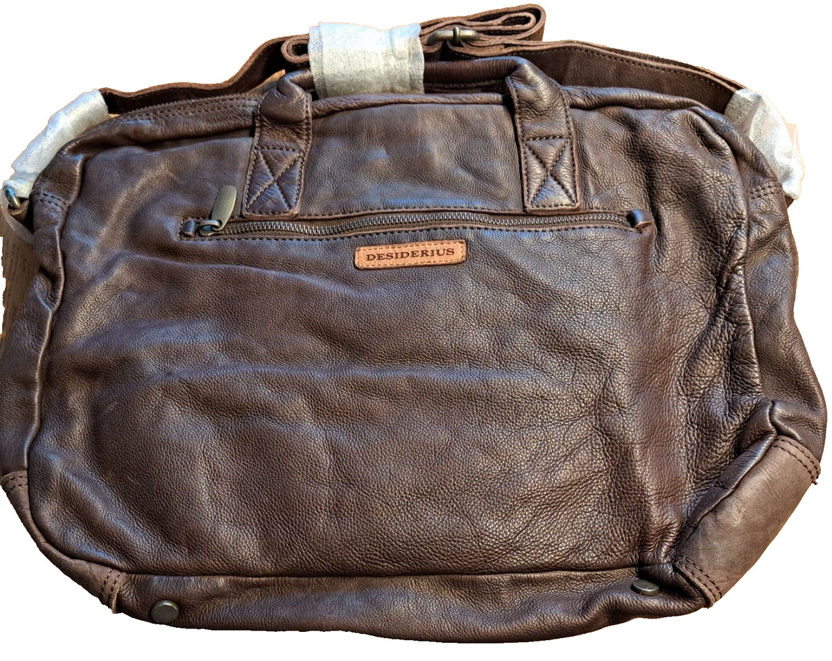 DESIDERIUS Basic Alirio Ledertasche Dark Brown Rindsleder Umhängetasche Braun H2