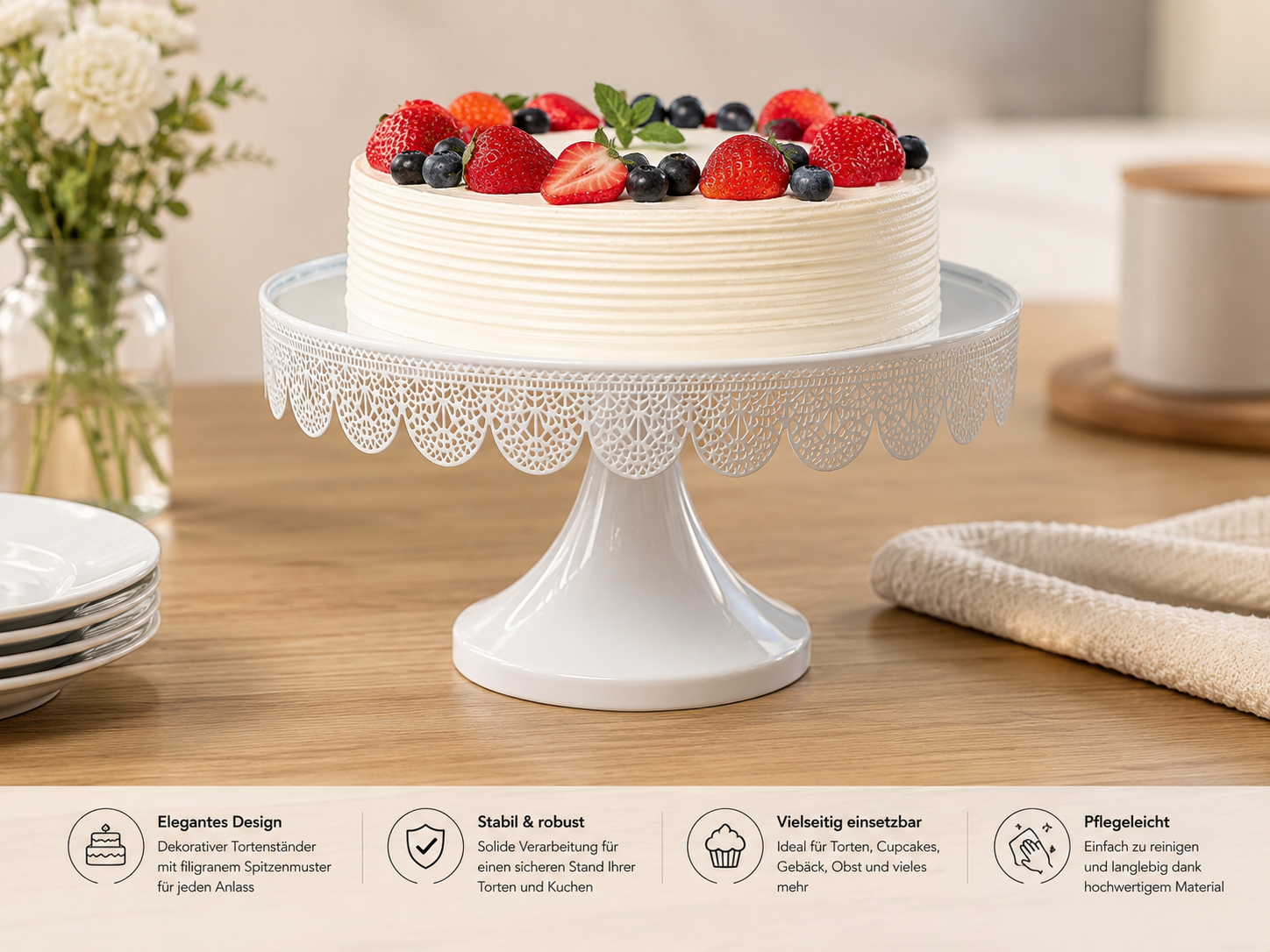 Tortenständer 30 cm Hellblau Kuchenplatte Servierplatte Cupcake Ständer Torte B3